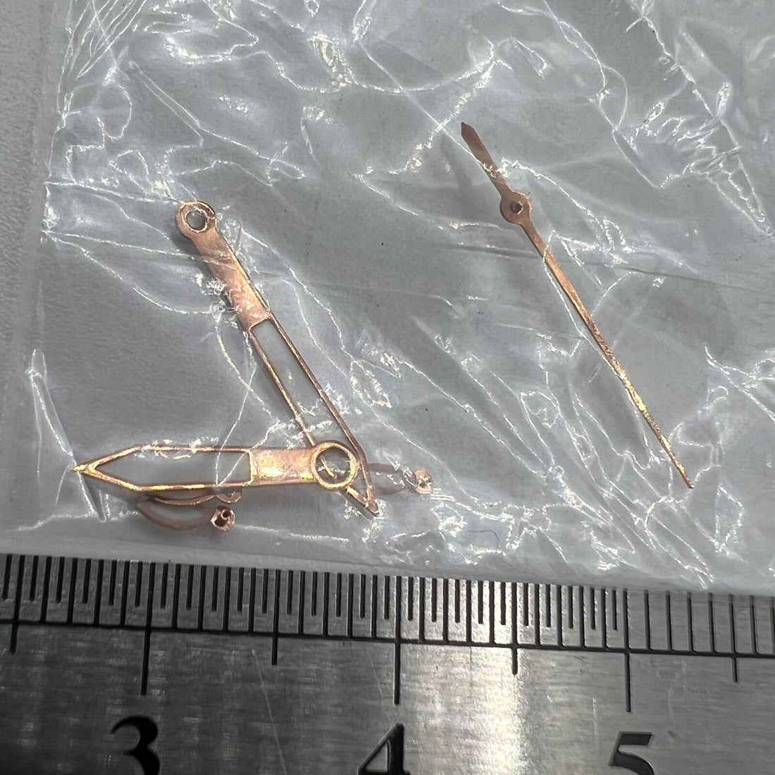 Rose gold 14.5mm watch hands with white paint, compatible with Miyota OS10 OS20 OS60 OS80 movements.