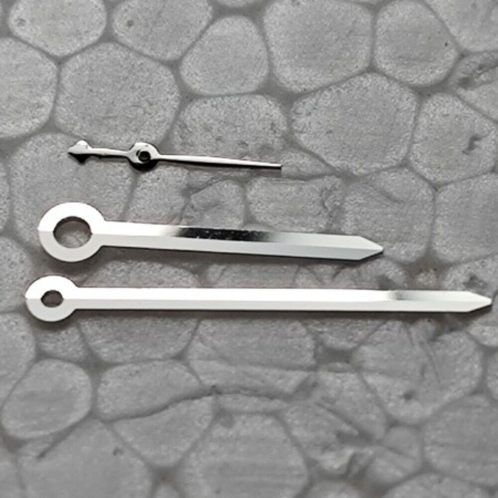 Polished silver long arrow watch hands, 10?14?4.5mm, compatible with Seagull ST17 movements.