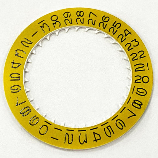 Golden date disk wheel with vintage black font for NH35 NH36 movement watch, enhancing classic timepiece precision.
