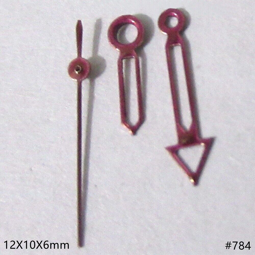 12mm red painted hollow watch hands for Miyota 2035 with precise trim details