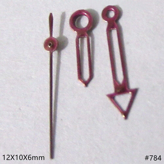 12mm red painted hollow watch hands for Miyota 2035 with precise trim details