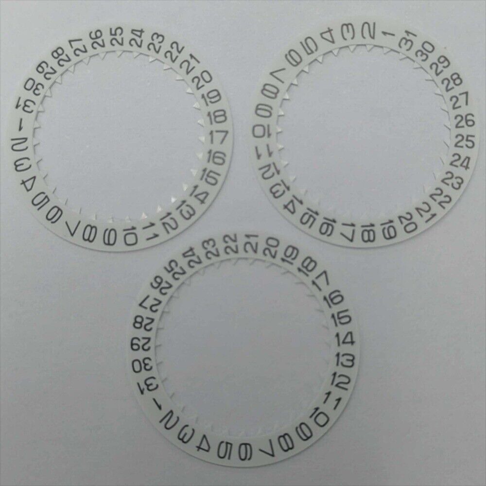Japan-made white date disk wheel for Miyota FS00 watch movement, date display at 4 o'clock position.