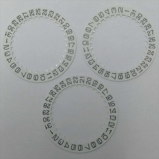 Japan-made white date disk wheel for Miyota FS00 watch movement, date display at 4 o'clock position.