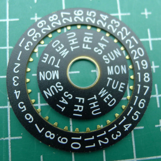 Pilot black date and week disk wheels for China Made Dandong 7750 watch movement, precise fit and durable.