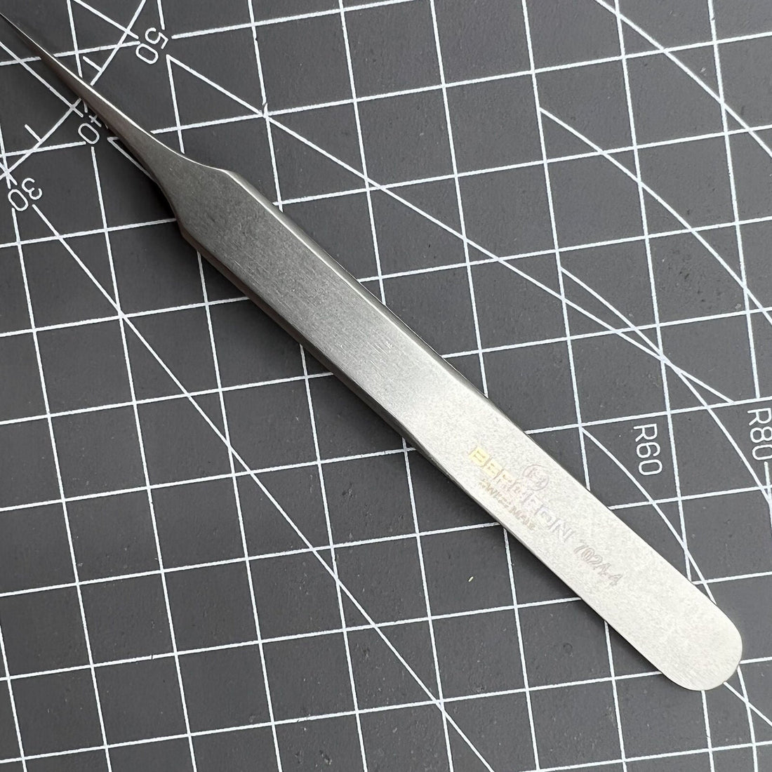 Swiss Made Bergeon 7024-4 anti-magnetic tweezers 110mm, precision watch repair tool for delicate components.