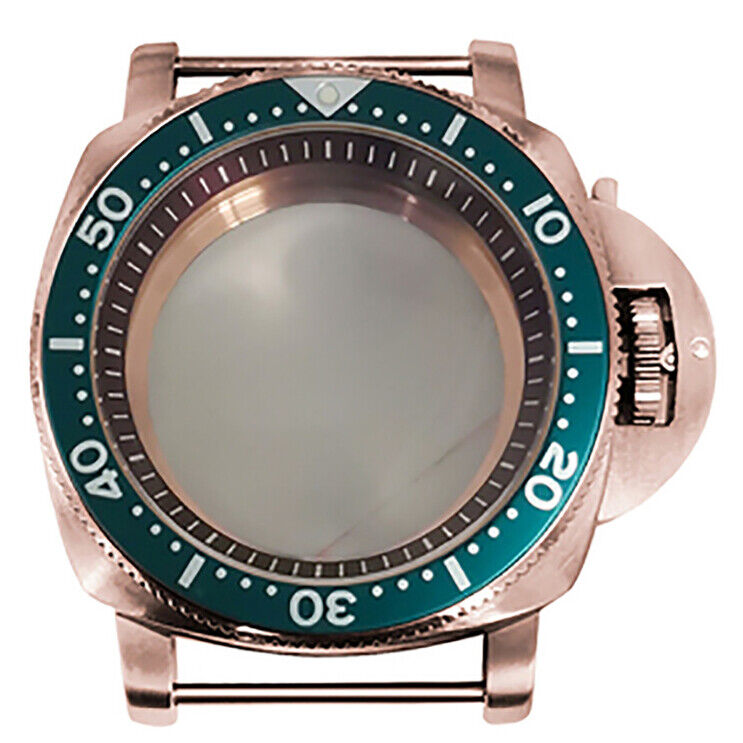 Rose gold 42MM PVD steel watch case for NH35/NH36/4R/7S movements, mineral mirror finish