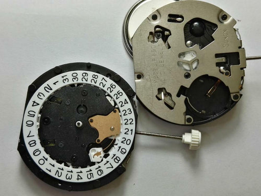 Sunon PE90 watch accessory with quartz movement and small second hands at 6, 9, and 12 o'clock positions.