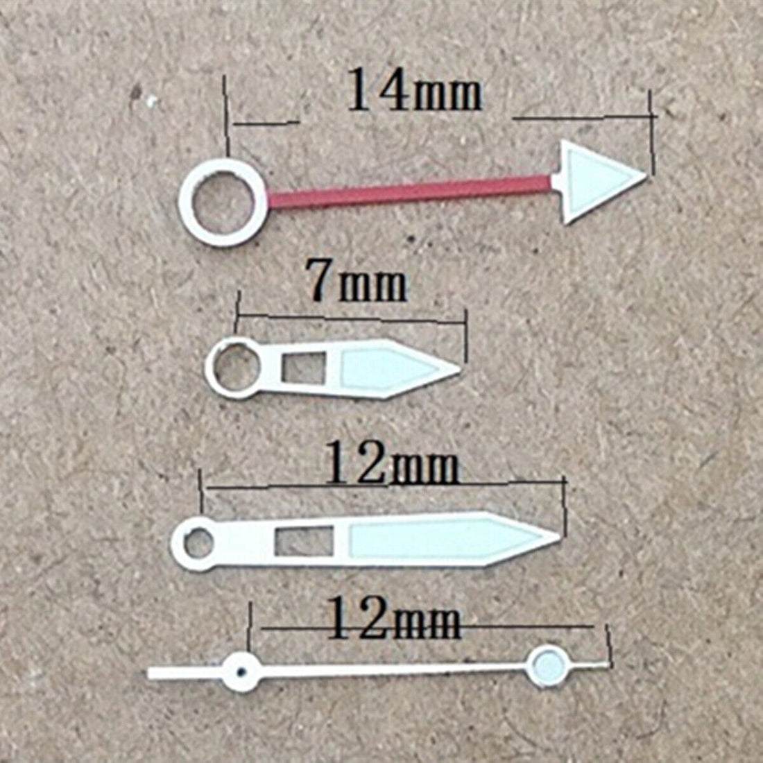 Silver trim green luminous hollow watch hands for Miyota 8205 movement, perfect for precise timekeeping.