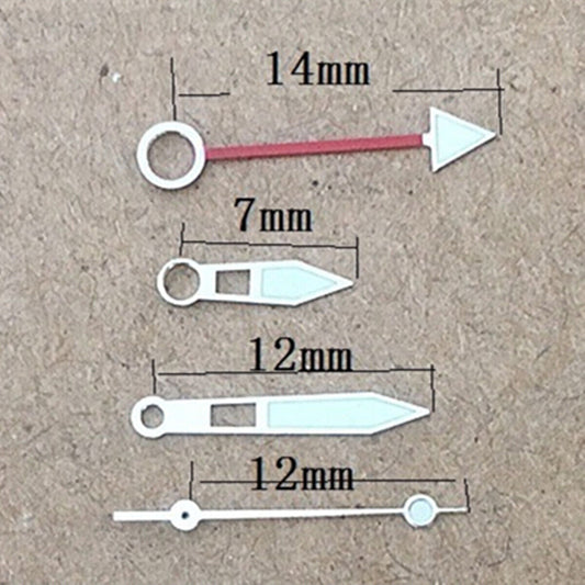 Silver trim green luminous hollow watch hands for Miyota 8205 movement, perfect for precise timekeeping.