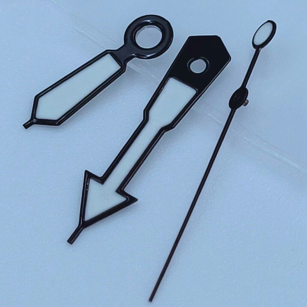 12.5mm black trim white painted green lume watch hands for NH35 NH36 7S26 7S36 movements.