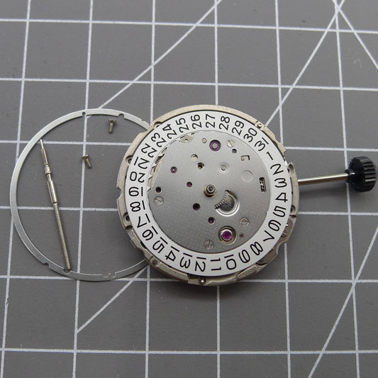 Miyota/Citizen 9015 automatic movement with date at 3 o'clock for watch accessories.