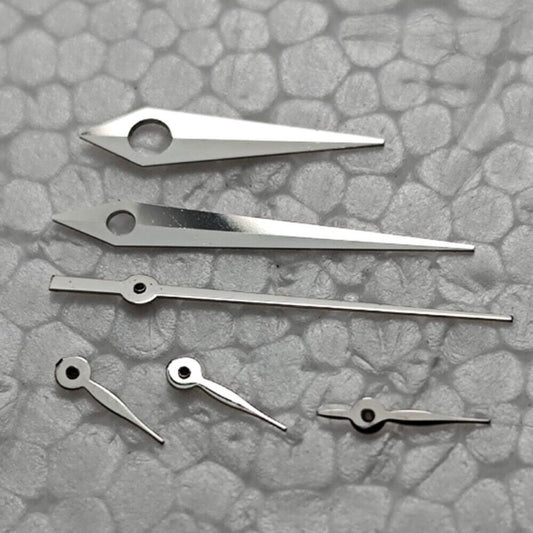 Silver arrow-shaped watch hands for Seagull ST16 movement, precise 12.5x12x8x4mm set.