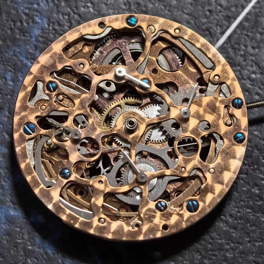 Golden hollow rose watch with mechanical movement, 4 subdials, 7 hands, elegant design by China Made.