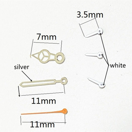 Silver-trimmed orange second hand with green lume for VD53, VD54, VD57 watch movements.
