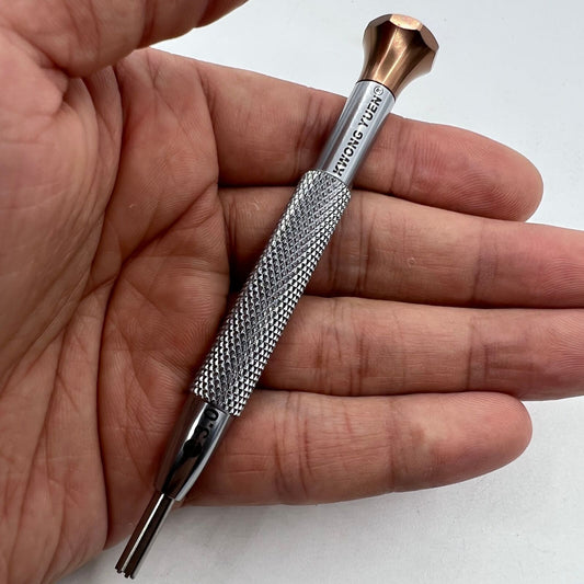 Watch movement tool screwdriver for Omega 8800 rotor screw replacement, precise watch accessory.