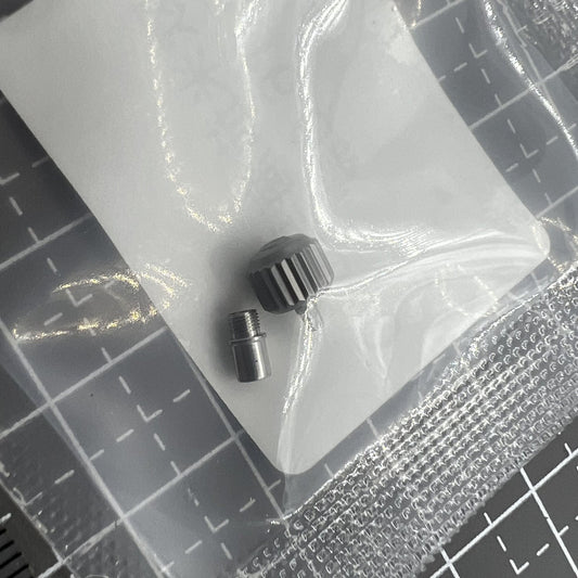 Grey titanium screw crown by Graue, compatible with Seamaster 300 watch case 231.20, durable and precise.