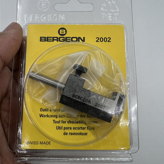 Bergeon 2002 Swiss tool for precise winding stem shortening, ideal for watch repairs and adjustments.