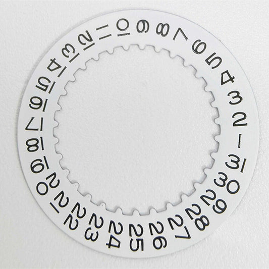 Black date disk wheel for 3135 movement, generic replacement with clear numbers, China made.