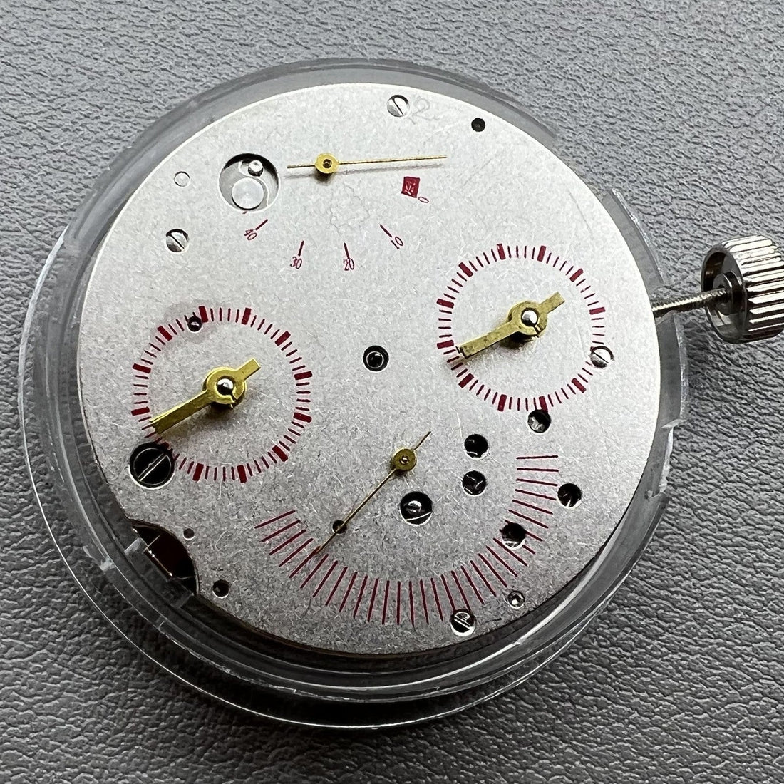ST25 automatic mechanical watch movement showing multifunctional dual time zone display.
