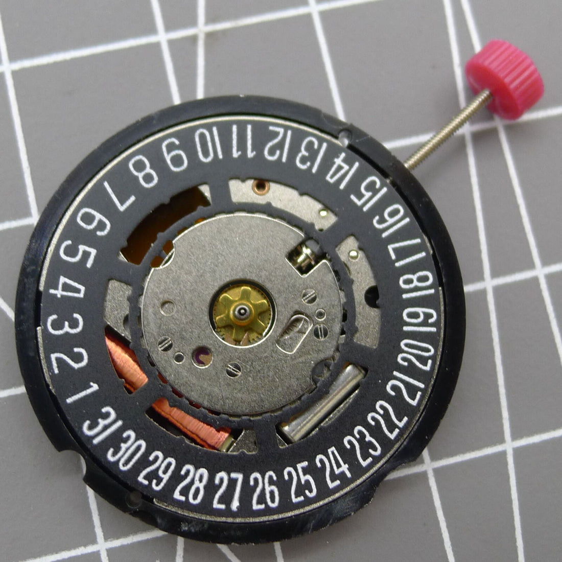 Swiss Ronda 715 quartz watch movement with black date wheel at 6 o'clock, precise Ronda brand replacement.