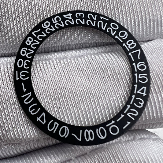 Black Date Disk Wheel for NH35/NH36 movement with clear white numerals, precise date display by brand.