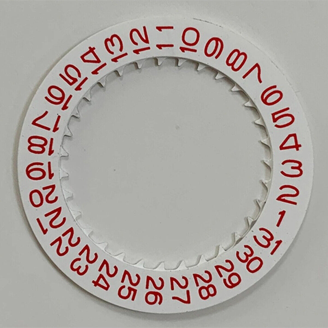 Red font date disk wheel on white background for NH35 watch movement