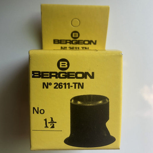 Bergeon 2611-TN-1.5 watchmaker loupe with 6.7x magnification and built-in opening tool for precision accessory work