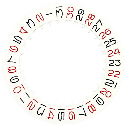 Vintage white background red even number date wheel disk for NH35 NH36 Seiko watch movement.