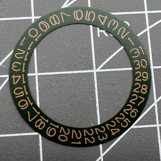 Dark hunter green date wheel with ochre brown font for Miyota NH35 NH36 watch accessories.
