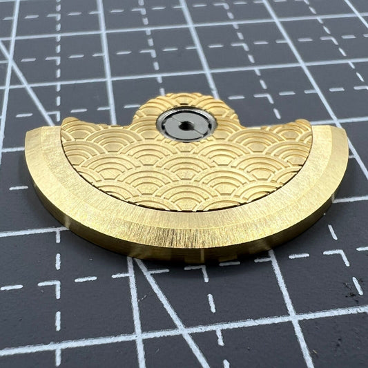Golden Sea Wave carved rotor for Miyota NH35 NH36 watch movement, enhancing timepiece performance.