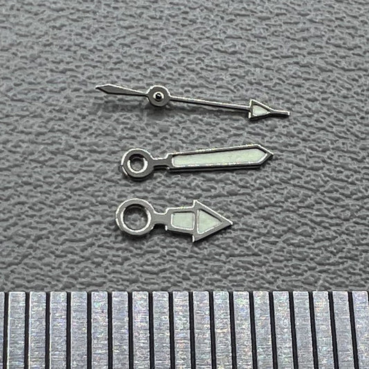 Luminous silver trim watch hands set by #1523 for Miyota 2035 movement, 2 sets per pack