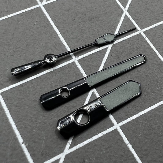 12.5mm black trim grey painted watch hands with green lume for NH35 NH36 7S26 7S36 movements,.