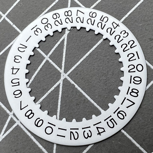 White date wheel for RLX 3135 watch movement, compatible replacement part for accurate date display.