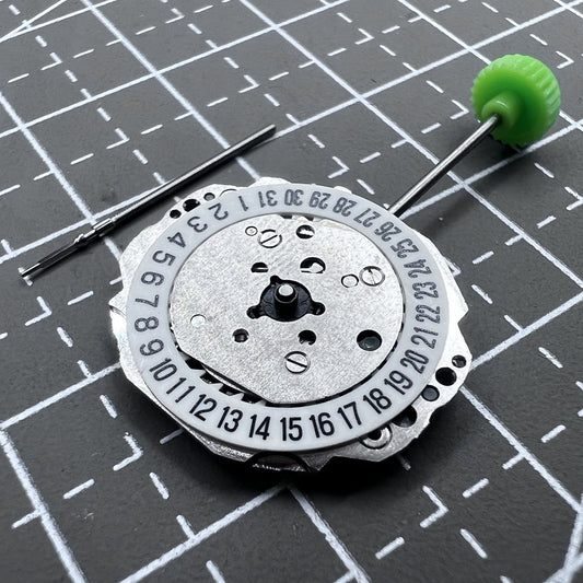 Japan Miyota 4T74 quartz watch movement with single calendar, date at 6 o'clock, 2 hands mechanism.