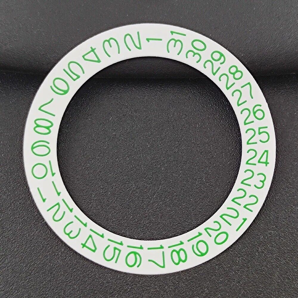 Green date disk overlay for NH35 NH36 watch movements, white background, precise date display enhancement.