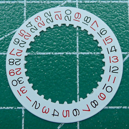 Replacement red date disk wheel showing odd numbers for RLX 3135 movement, compatible watch accessory.