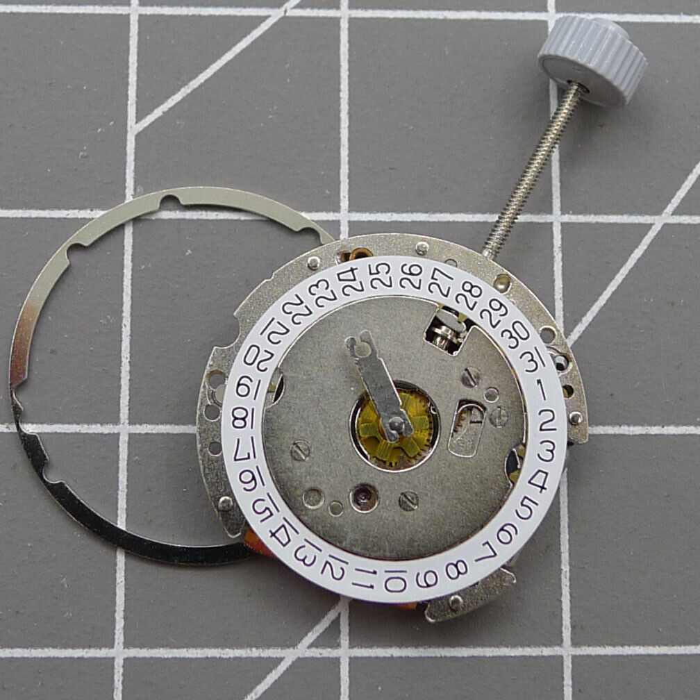 Swiss Made Ronda 774 quartz watch movement with date display at 3 o'clock, precision Swiss parts.