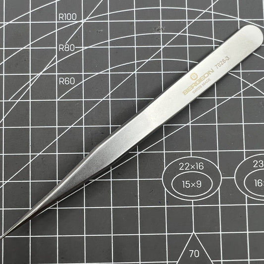 Bergeon 7026-3 antimagnetic tweezer for precise fine hairspring handling in watch repair accessories.