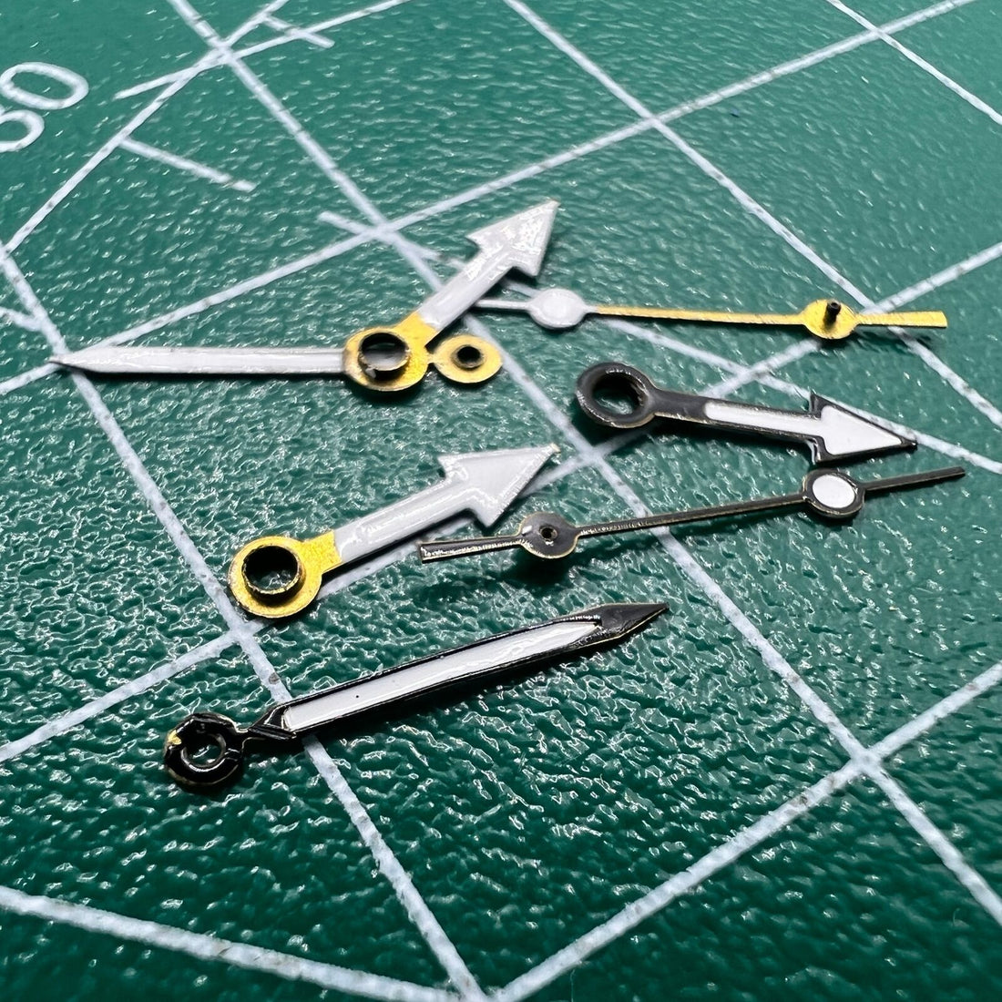 Black watch hands set in 15mm, 12mm, and 9mm lengths for Miyota 2035 movement, brand NO.1244.