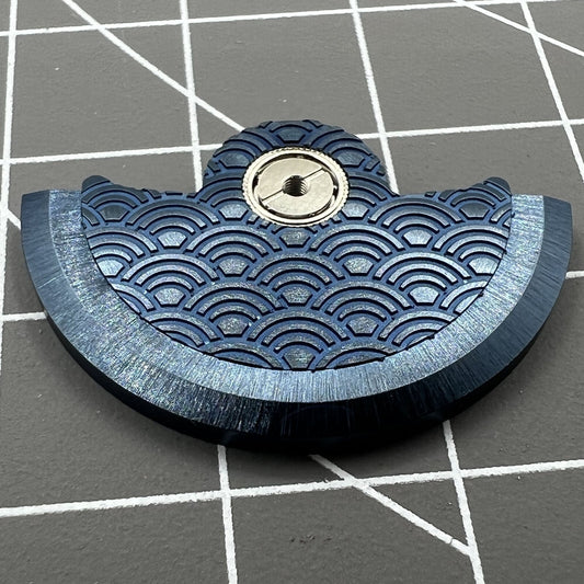Blue Sea Wave carved rotor weight for Miyota NH35 NH36 watch movement, enhancing automatic winding.