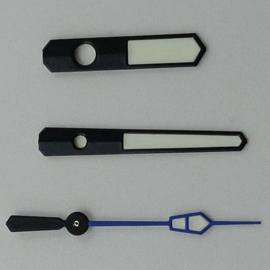 Blue and black trim 12.5mm watch hands with green lume for NH35 NH36 7S26 7S36 movements