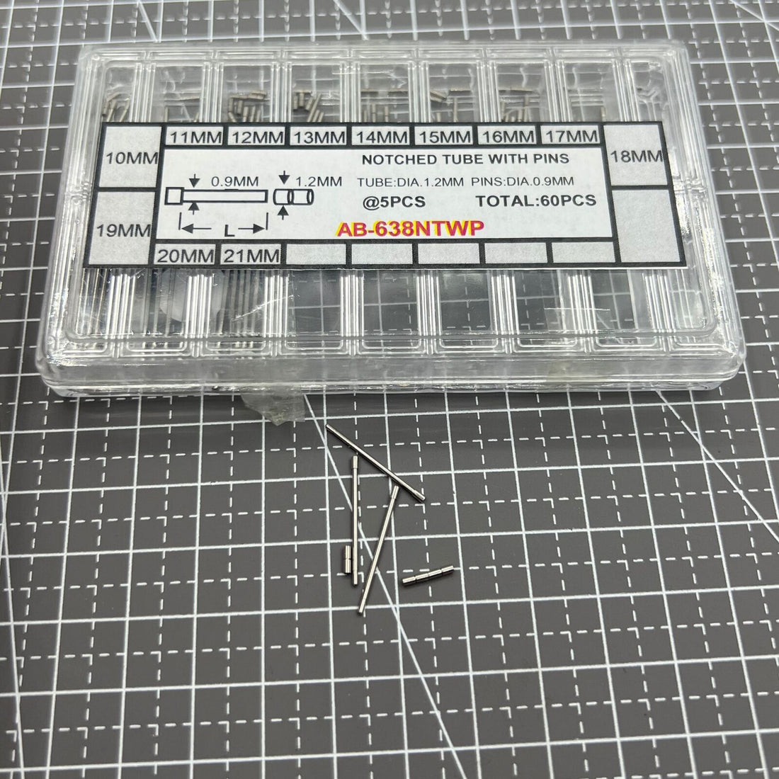 AB-638NTWP stainless steel notched tubes with pins for watch bands, 60pcs/box, durable replacement parts by AB Brand