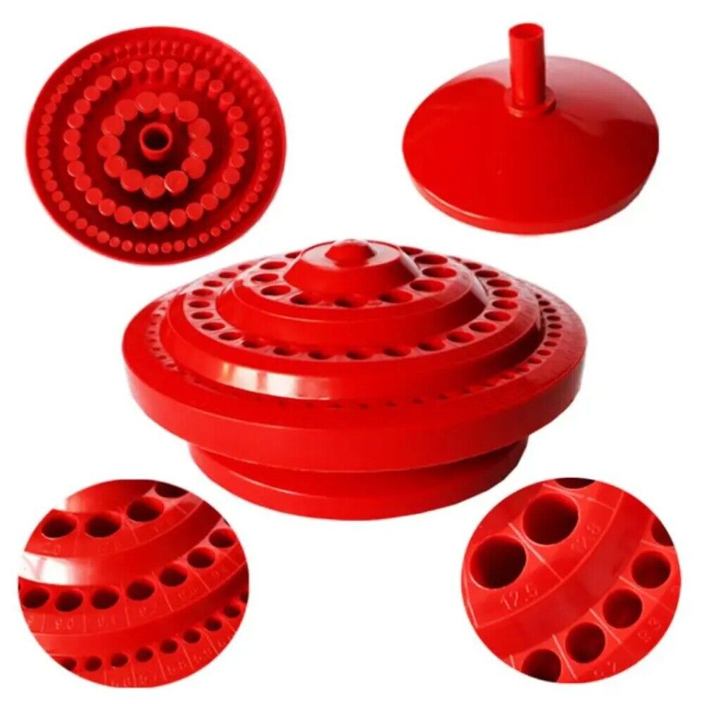 100pcs hole drill bit storage case with round plastic organizer, holding 1-13mm bits securely for easy access.