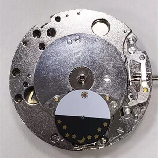 Watch accessory featuring China Made 2813 automatic mechanical movement with 3 hands and moon phase at 6 o'clock.