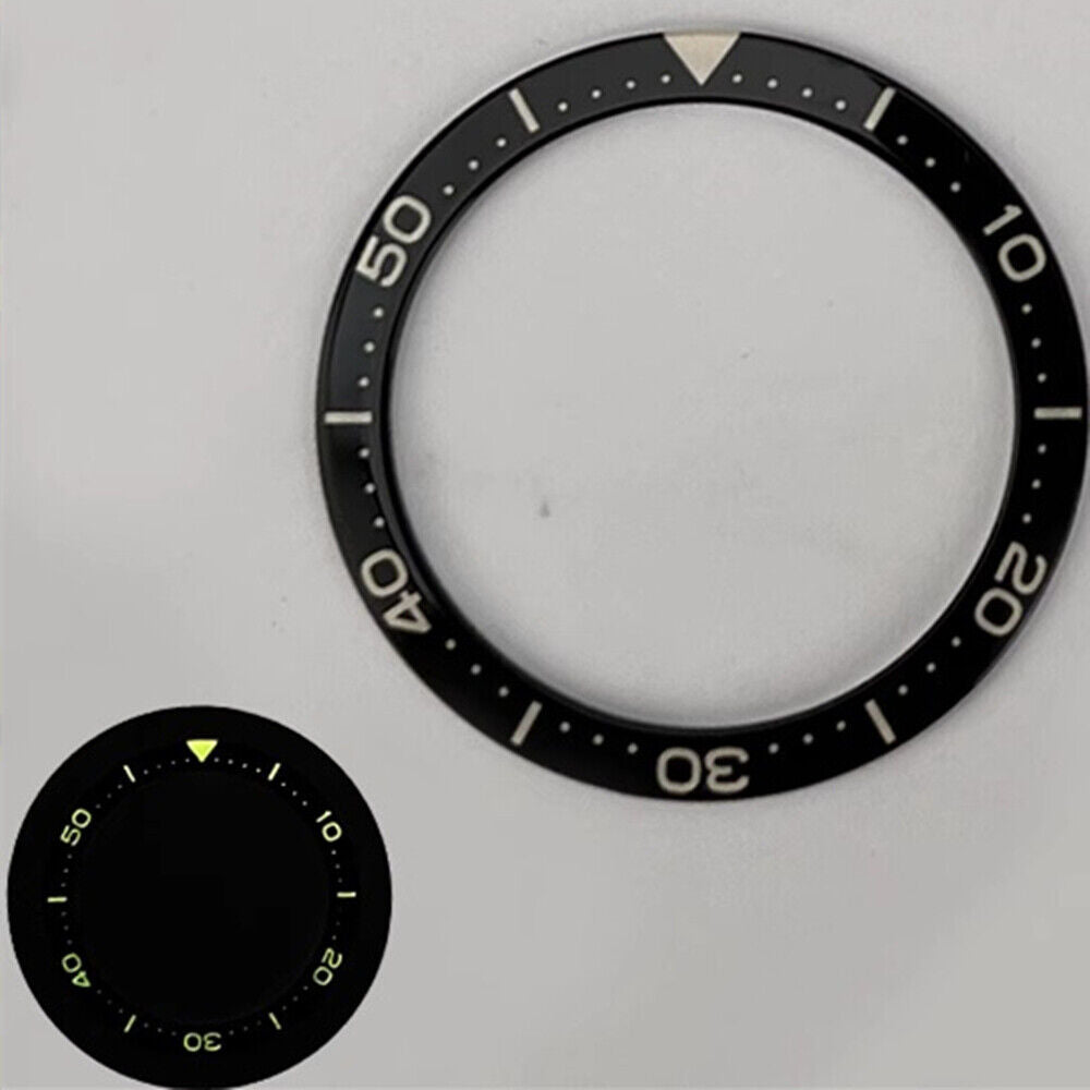 Orange luminous diving watch bezel insert 40.3x32.8mm C3/BGW9 glow, ideal for bezel replacement.