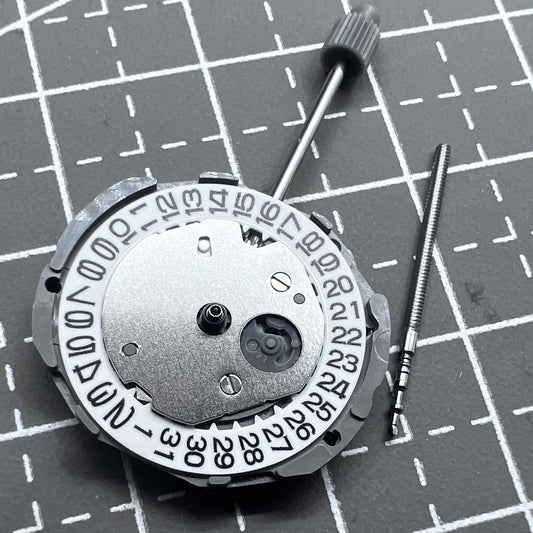 Japan Miyota GL12 quartz watch movement with date at 3, 3 hands, ideal Miyota GL10 replacement.