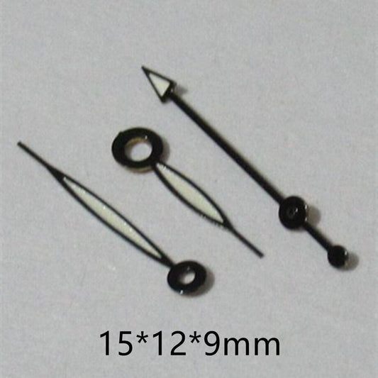 15mm black trim green luminous watch hands set for Miyota 2035 movement