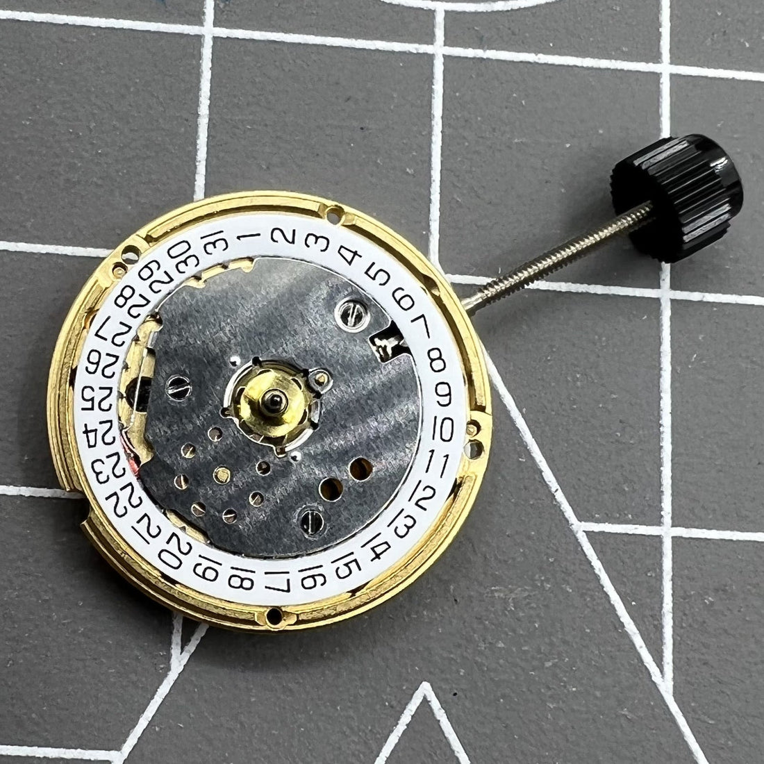 Swiss Made ETA F03.111 quartz watch movement with date at 3, precise 3-hand timekeeping