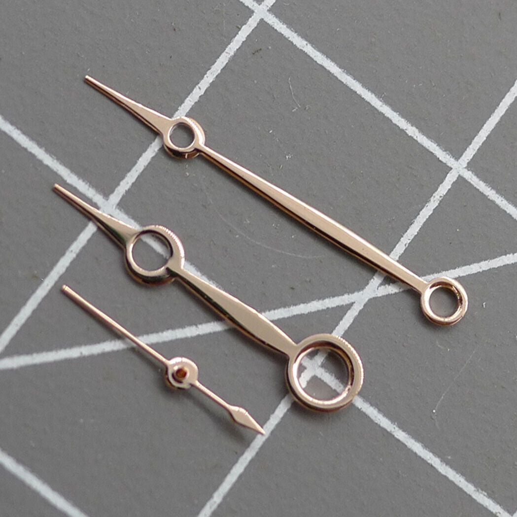 Rose gold watch hands for Seagull ST3600 movement, elegant replacement for mechanical watches.