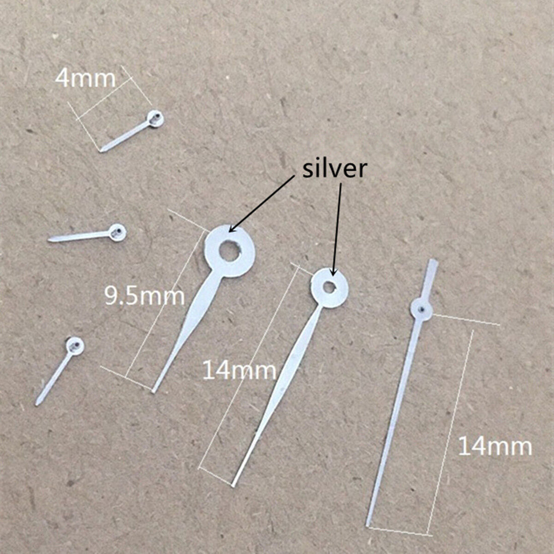 Silver Trim 14mm long pointed watch hands by Miyota for OS10 OS20 OS60 OS80 movements